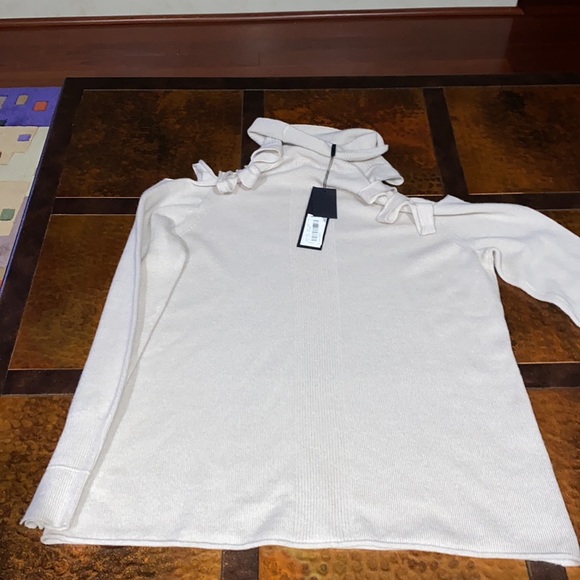 Halston Heritage Wool and Cashmere Turtleneck Cutout Sweater XL Luxury - Picture 7 of 10